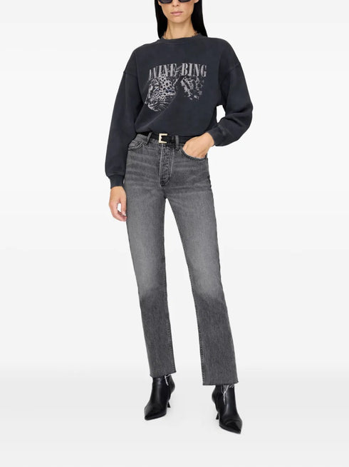 ANINE BING SPENCER SWEAT LEOPARD